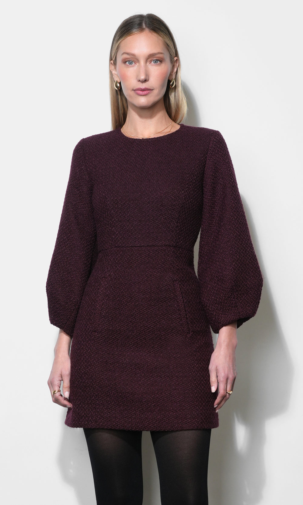Rayna Bubble Sleeve Tweed Mini Dress