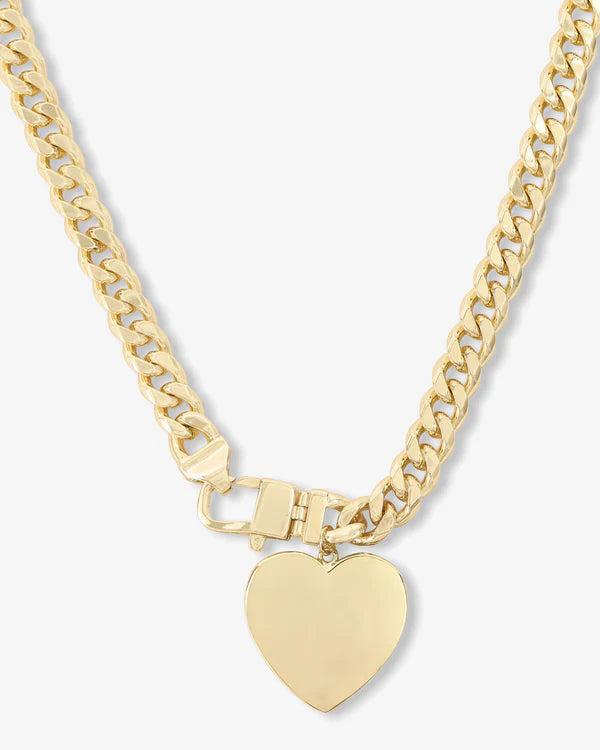 Julia XL Heart Gold Cuban Chain