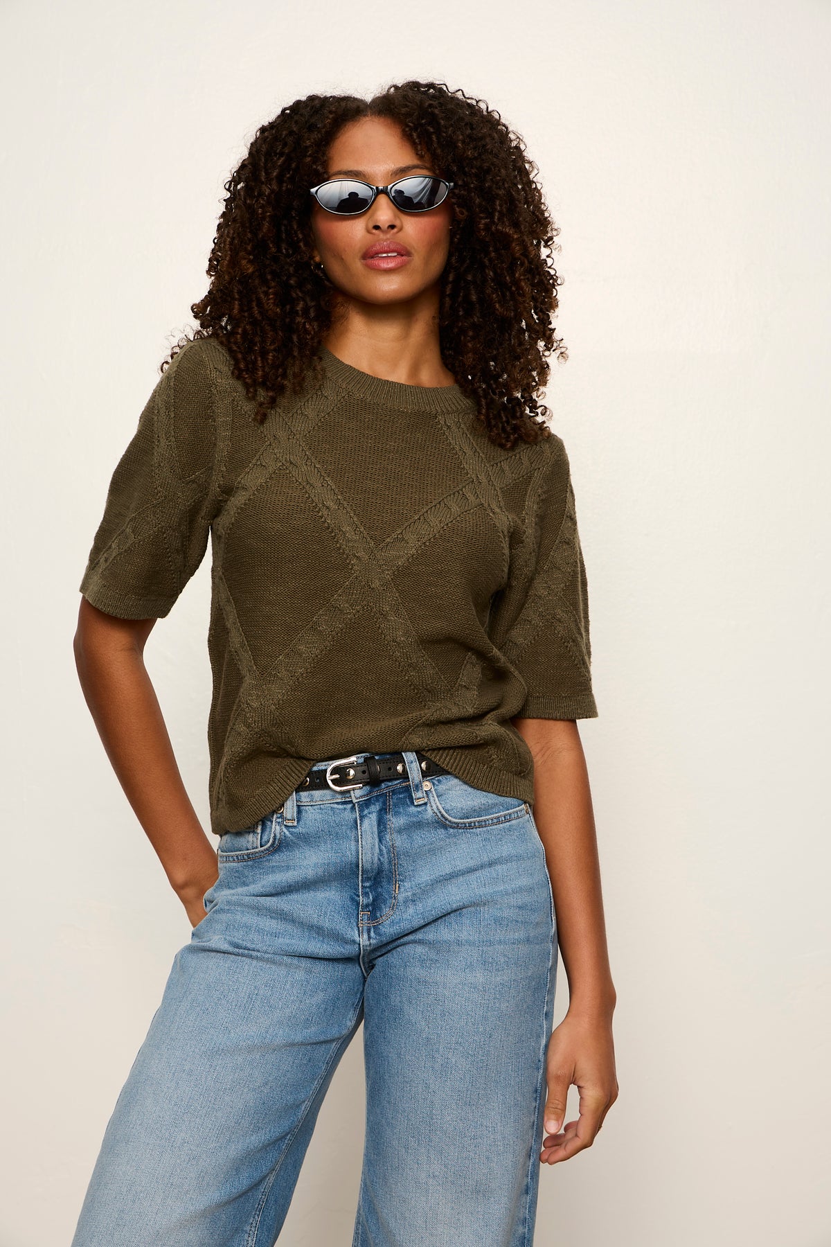 DIAMOND STITCH SWEATER TEE