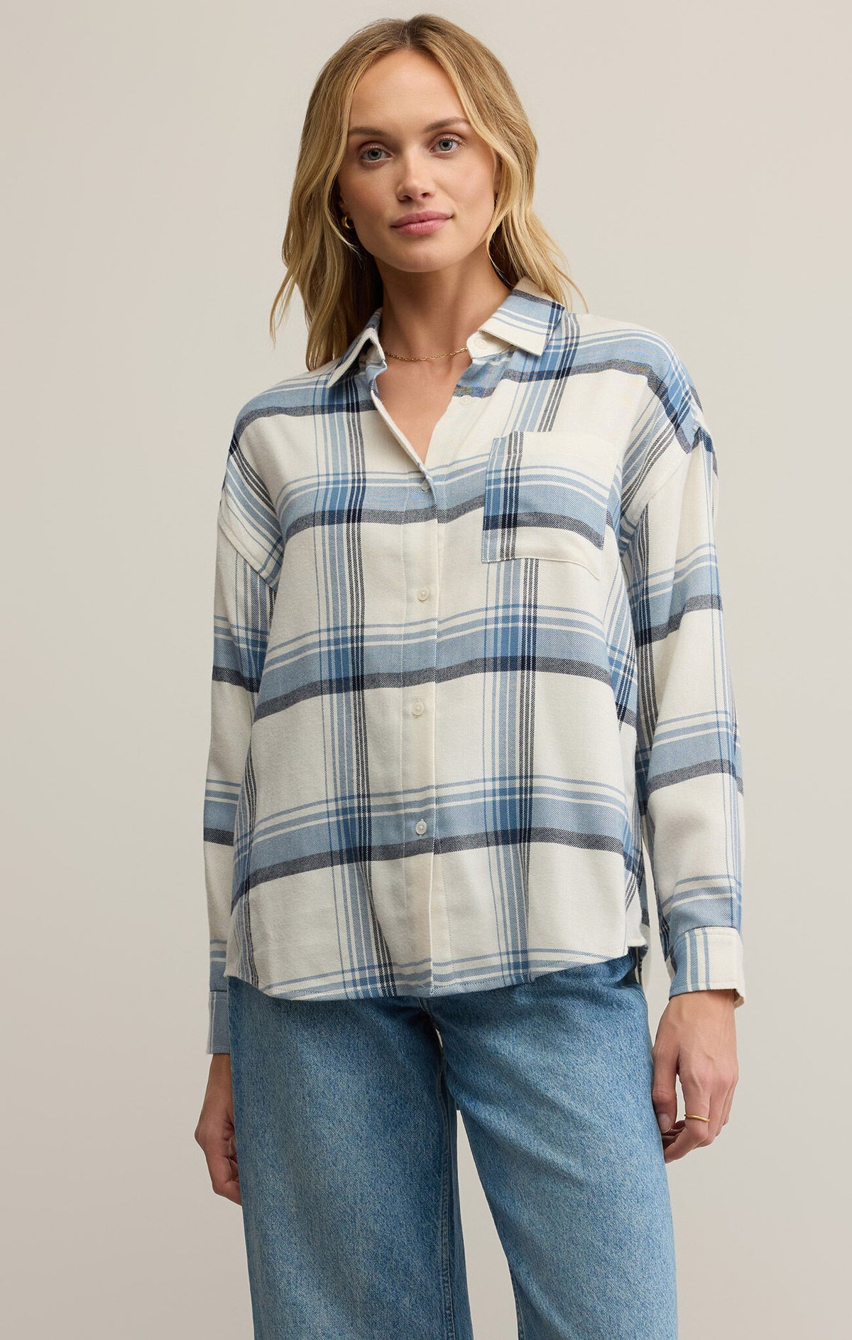 RIVER PLAID BUTTON UP
