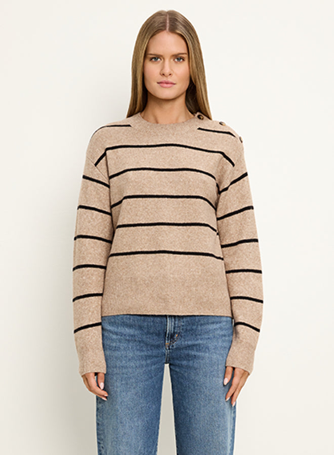 GEORGIA STRIPED BUTTON UP MOCK NECK PULLOVER