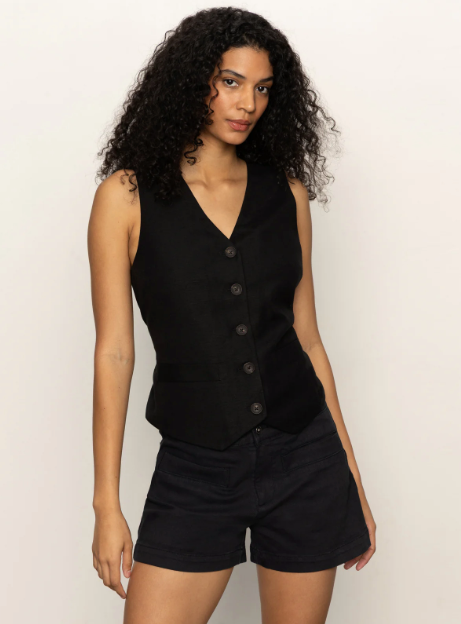 Relaxed Modern Vest - Black