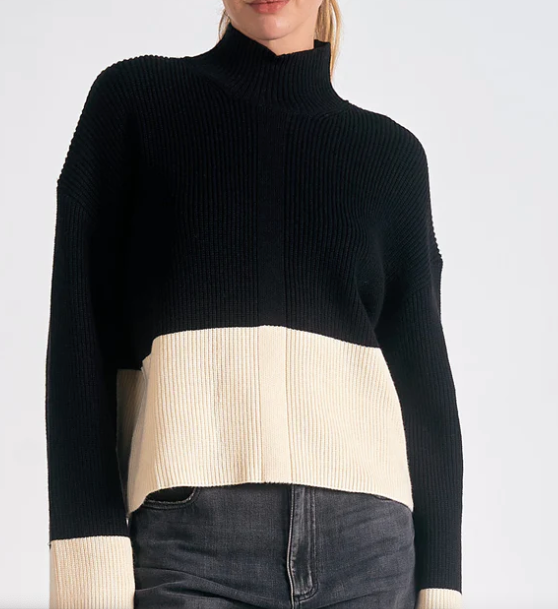 Jolene Black and White Color Block Sweater