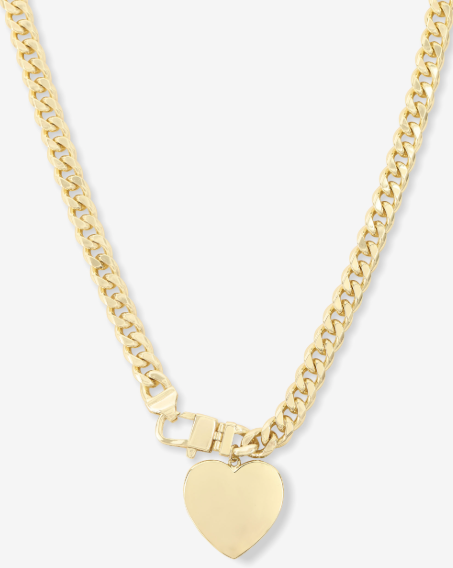 Heart Cuban Chain Necklace 18'