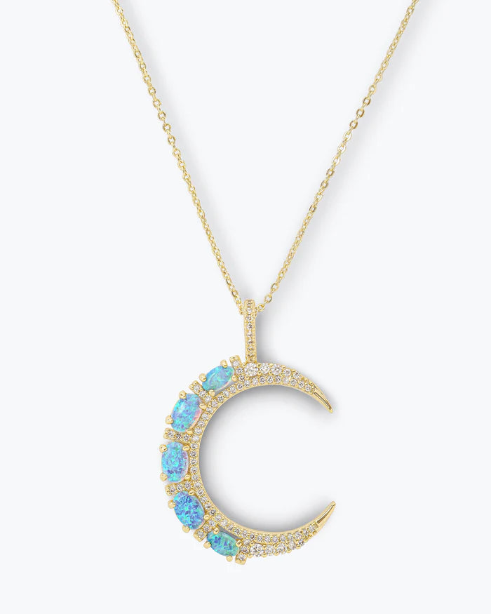 She's an Icon Moon Necklace - Blue Moon; Gold