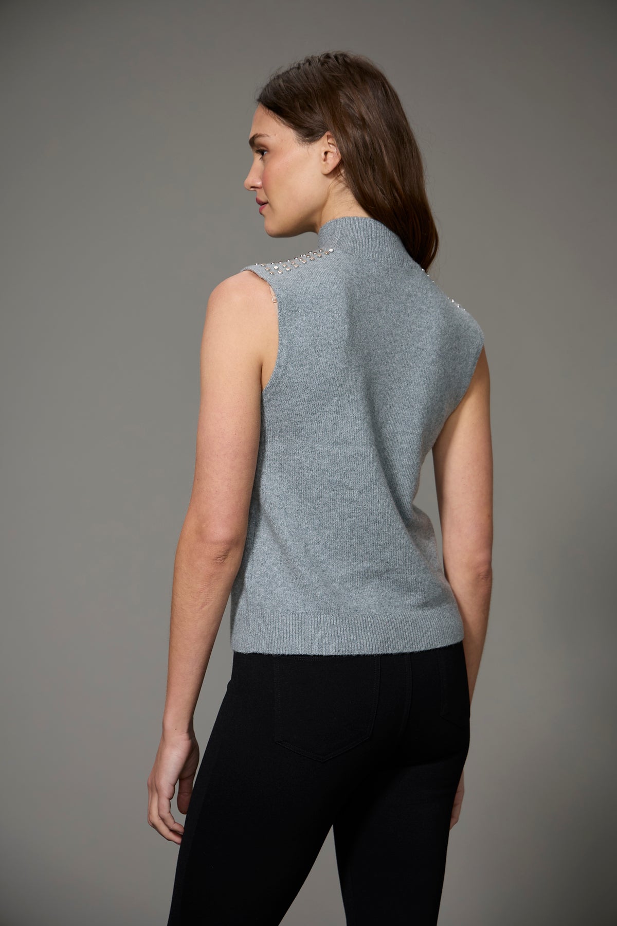STUDDED MOCK NECK SHELL
