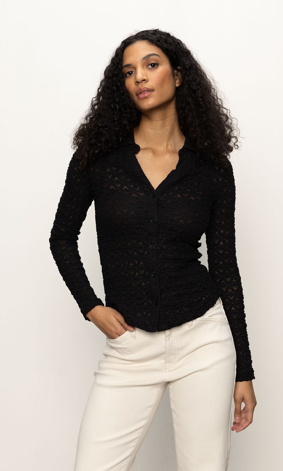 DREAMGIRL LACE BUTTON UP