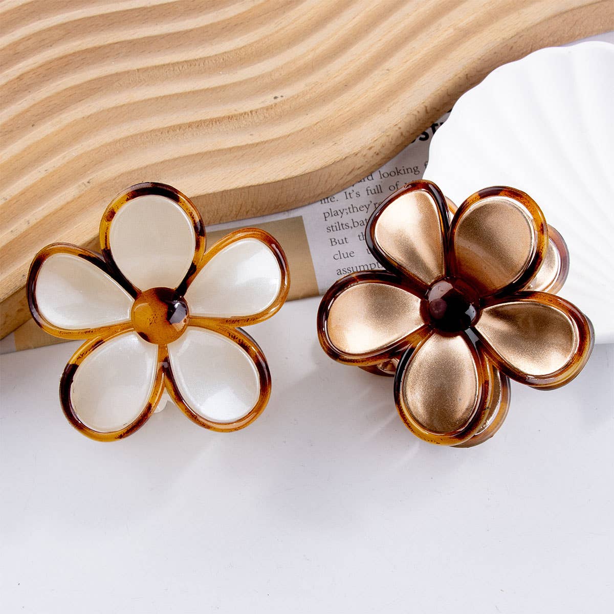 GOLD FLORAL FLOWER HAIR CLAW CLIPS FOR FALL_CWAHA0681