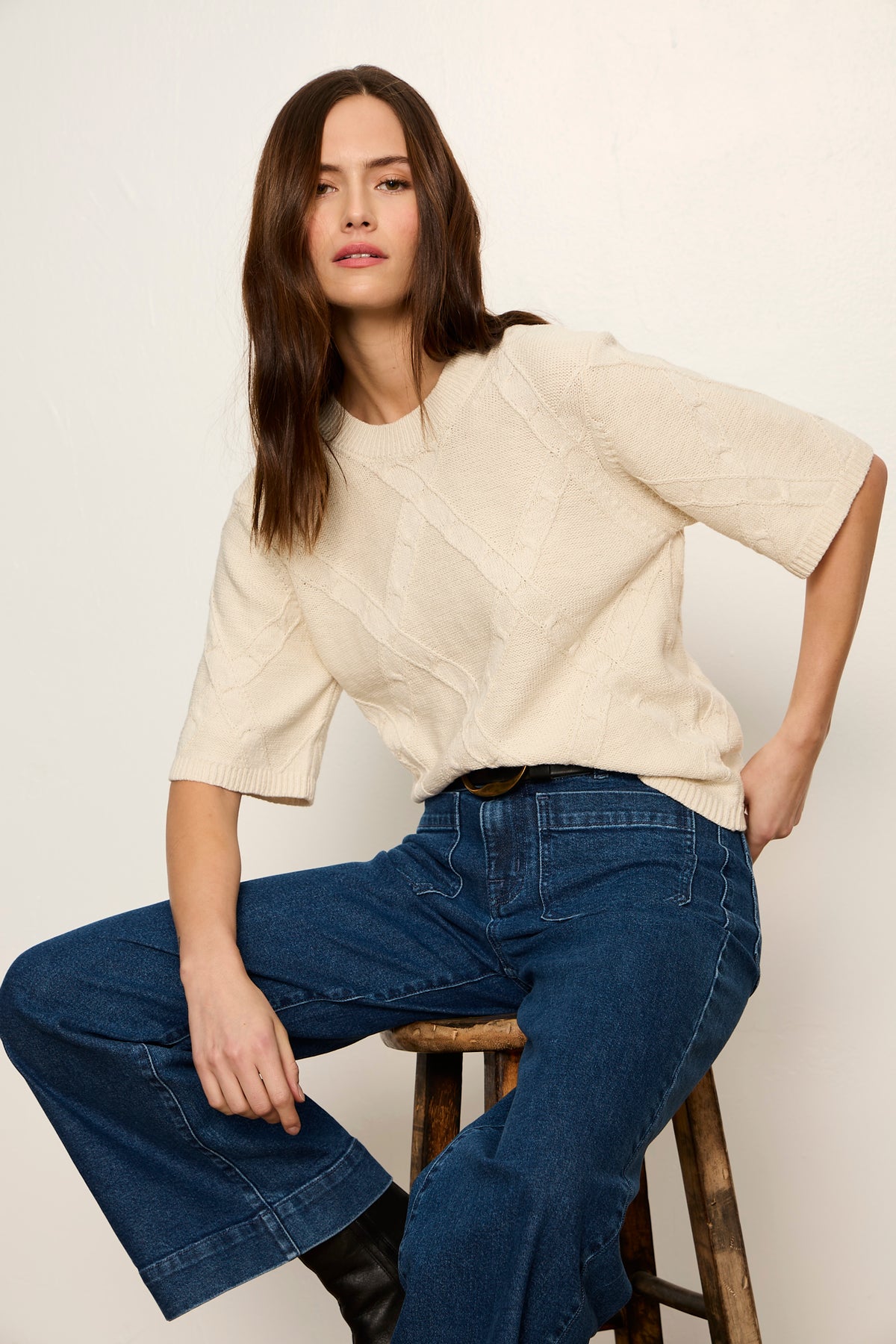 DIAMOND STITCH SWEATER TEE