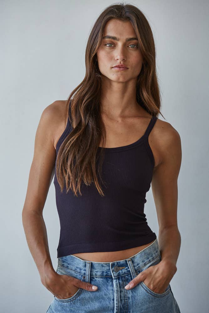 Seamless Ribbed Tank with Inner Padded Lining