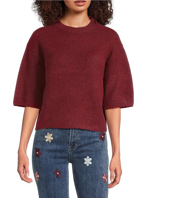 Balloon Elbow Sleeve Knit Sweater