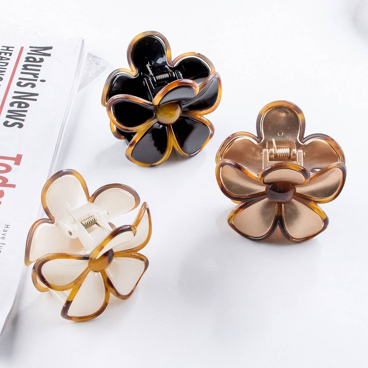 GOLD FLORAL FLOWER HAIR CLAW CLIPS FOR FALL_CWAHA0681