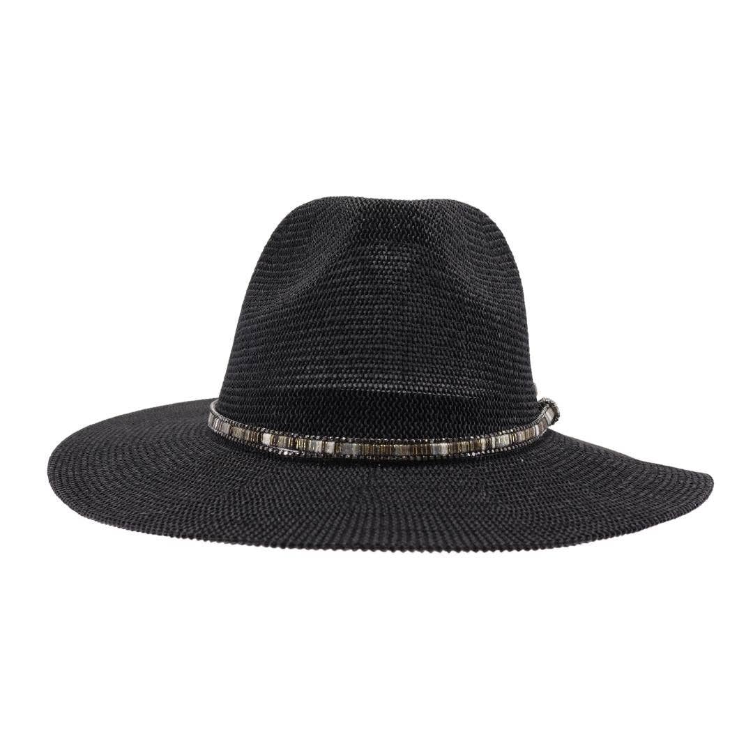 Knit Multi Thread Rhinestone Band Panama Hat
