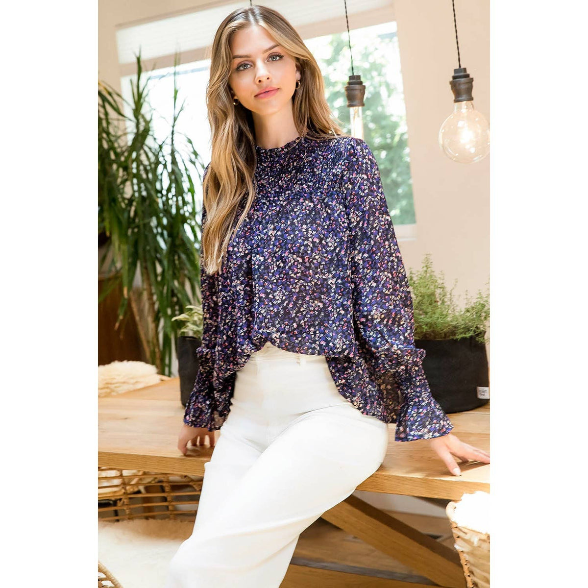 Ditsy Flower Print Blouse