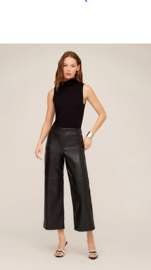 Faux Cropped leather pant brown