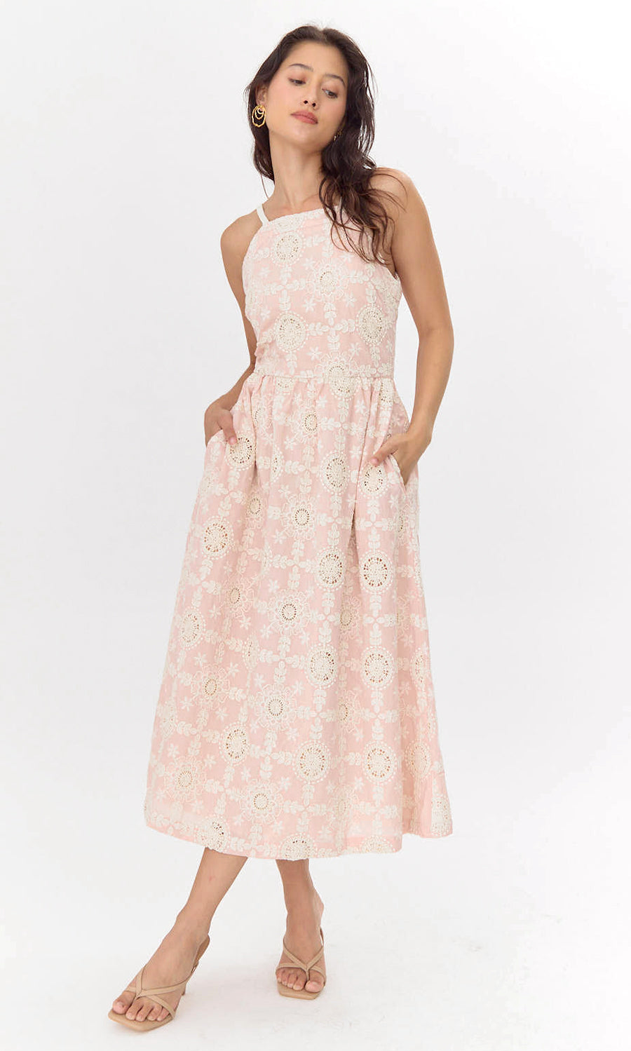 Audrey Cotton Eyelet Midi Dress