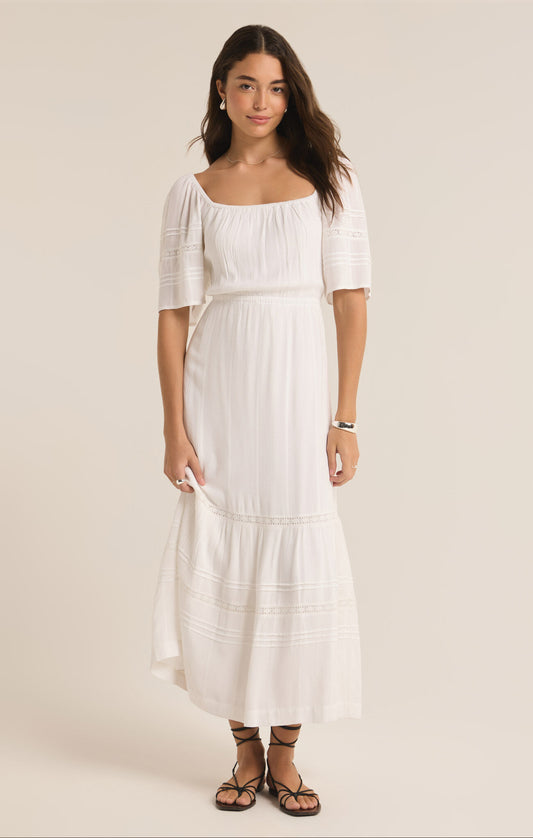 Poppy White Midi Dress