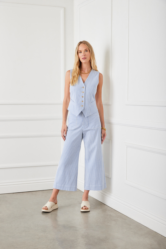 Stripe Cropped Wide Leg Pants