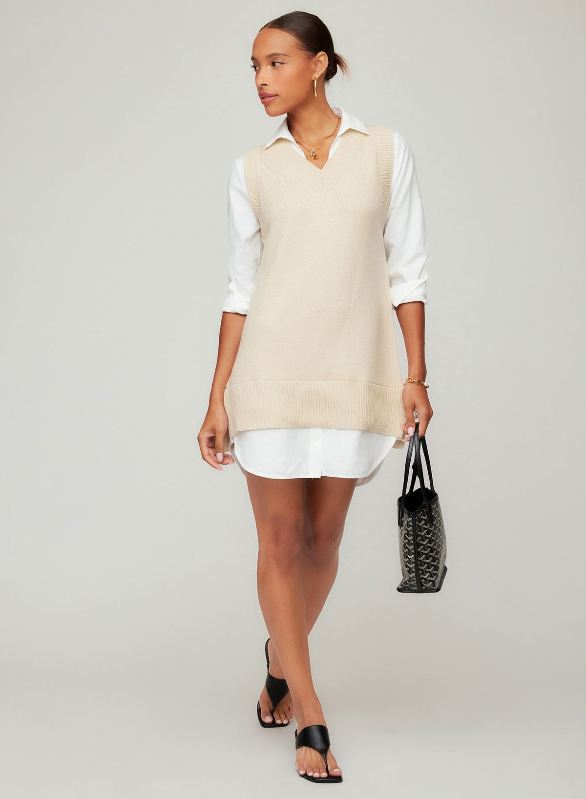 Elora Mixed Media Vest Dress