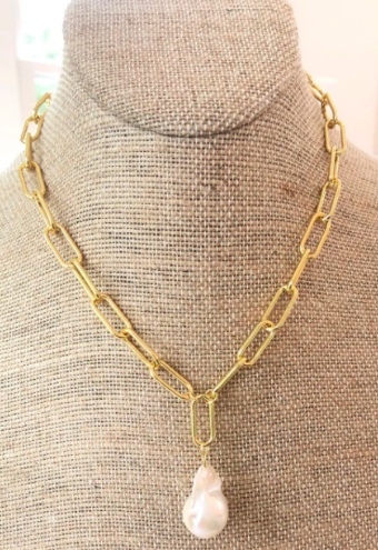 Studio G Link Baroque Pearl Drop Necklace